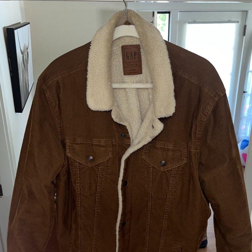Gap Men's Icon Denim Corduroy Sherpa Jacket XLT (Canyon Brown)